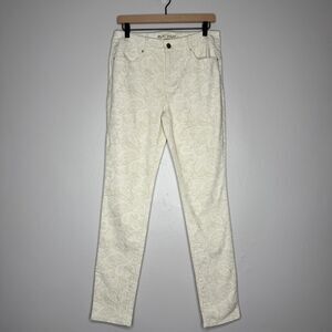 Chico's Platinum Womens Jeans Size‎ 6 (0.5) Cream White Paisley Print Skinny